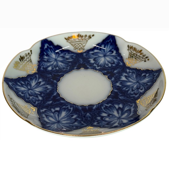 Vtg Black Cockerel Lomonosov SAUCER ONLY Russian Imperial Blue Gilt Accent 5.75" - Picture 6 of 8